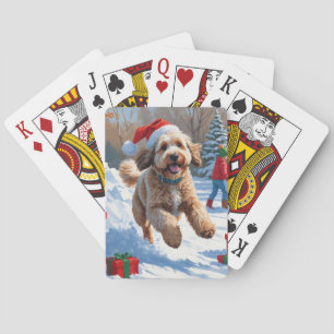 Bernedoodle Jul Festiv Snö Scen Casinokort