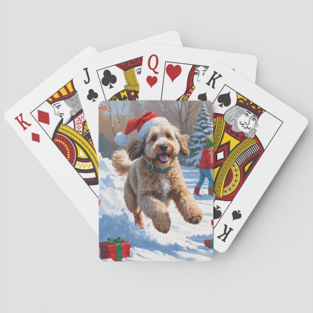 Bernedoodle Jul Festiv Snö Scen Casinokort (Baksidan)