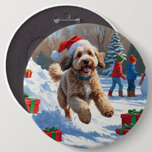 Bernedoodle Jul Festiv Snö Scen Knapp