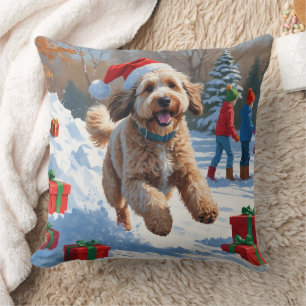 Bernedoodle Jul Festiv Snö Scen Kudde