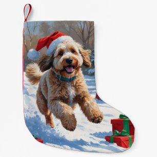 Bernedoodle Jul Festiv Snö Scen Liten Julstrumpa