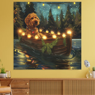 Bernedoodle jul - festlig resa canvastryck