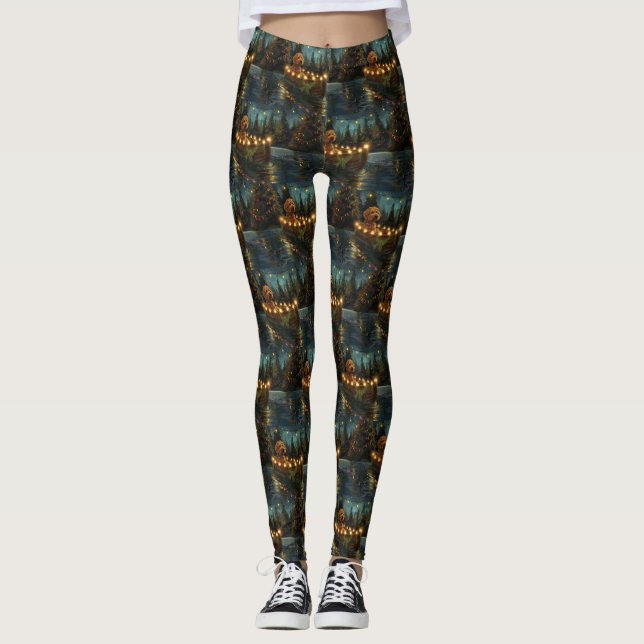 Bernedoodle jul - festlig resa leggings (Framsida)