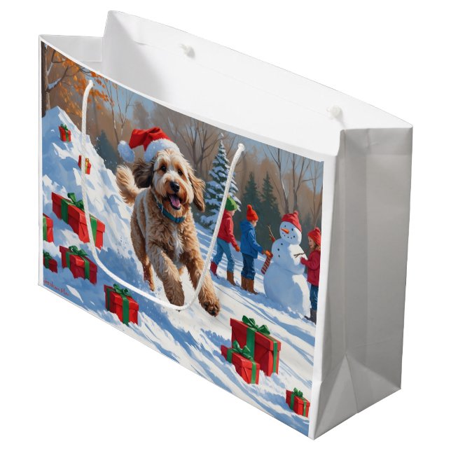 Bernedoodle jul firande snöscen (Framsidan Vinklad)