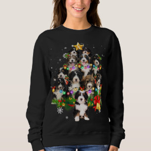 Bernedoodle jul Hund Träd Ljus Pajamas Fami T Shirt