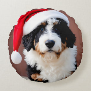 Bernedoodle-jul Rund Kudde