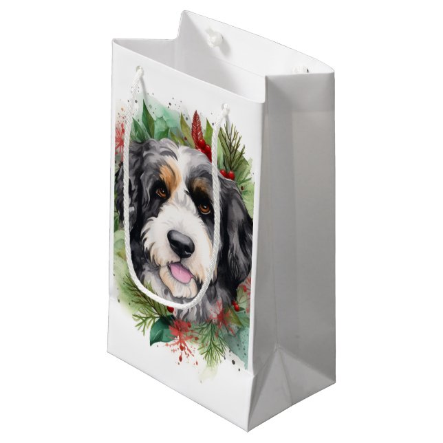 Bernedoodle Jul Utandning Festive Valp (Framsidan Vinklad)