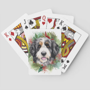 Bernedoodle Jul Utandning Festive Valp Casinokort