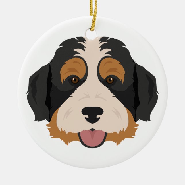 Bernedoodle-julet Ornament Bernese Pudel mix (Framsidan)