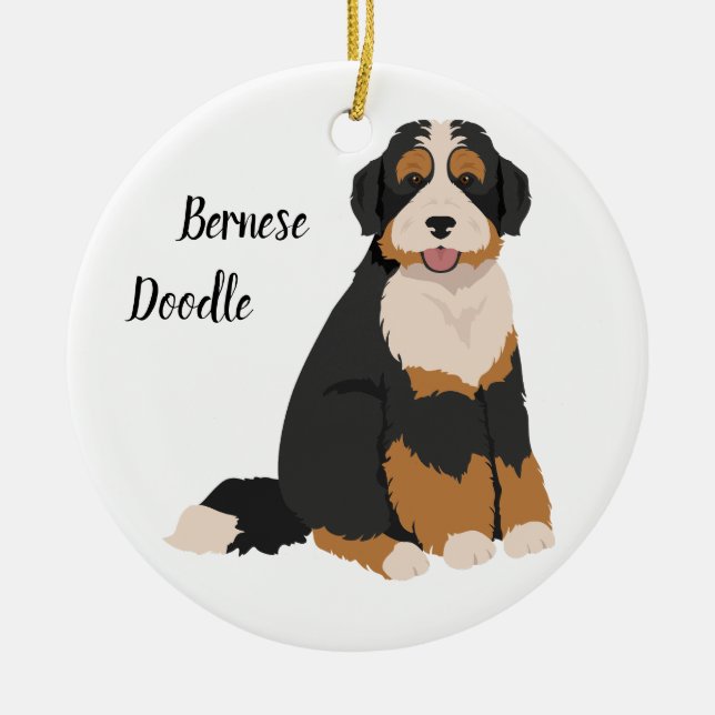 Bernedoodle-julet Ornament Bernese Pudel mix (Framsidan)