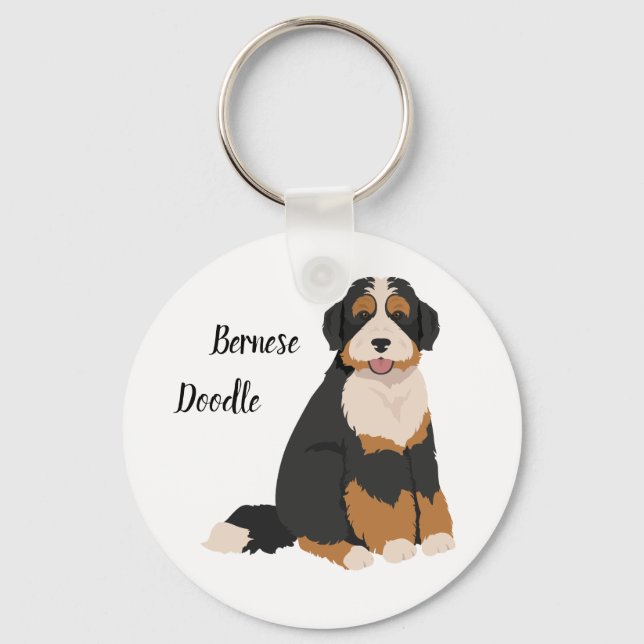Bernedoodle-julet Ornament Bernese Pudel mix Nyckelring (Framsida)