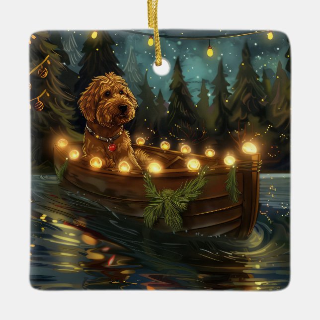 Bernedoodle Julfestliga resa Julgransprydnad Keramik (Framsida)