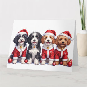 Bernedoodle julklänning Santa hatt Kort