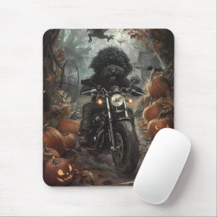 Bernedoodle kör motorcykel Halloween läskig Musmatta