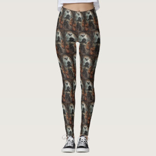 Bernedoodle kör motorcykel Halloween skrämmande Leggings