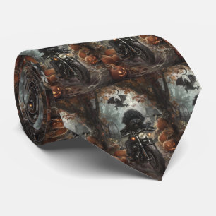 Bernedoodle kör motorcykel Halloween skrämmande Slips