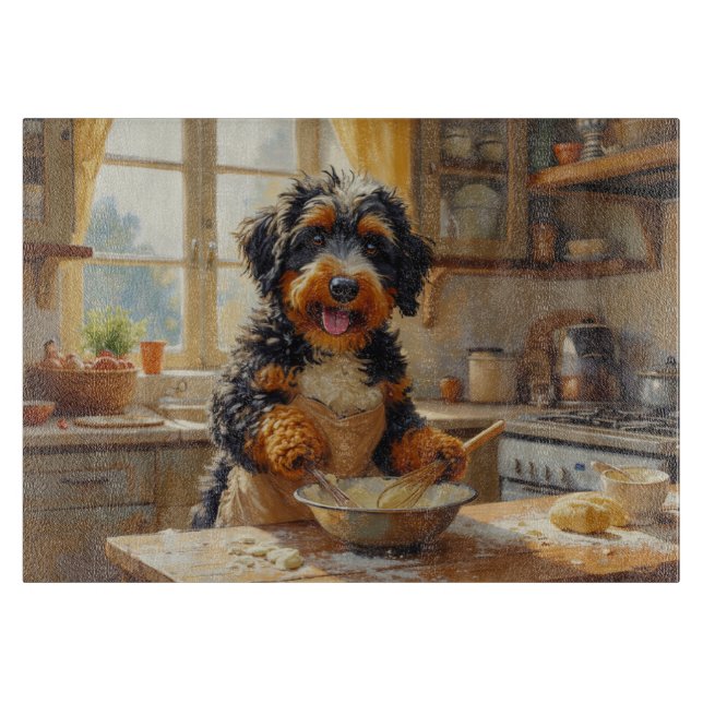 Bernedoodle lagar mat i köket (Framsidan)