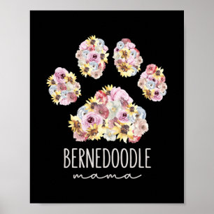 Bernedoodle Mamma Blommigt Tass Hund Mamma Poster