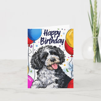 Bernedoodle med ballonger kort