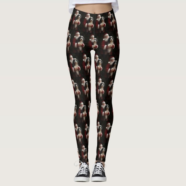 Bernedoodle med Jultomten juljul Leggings (Framsida)