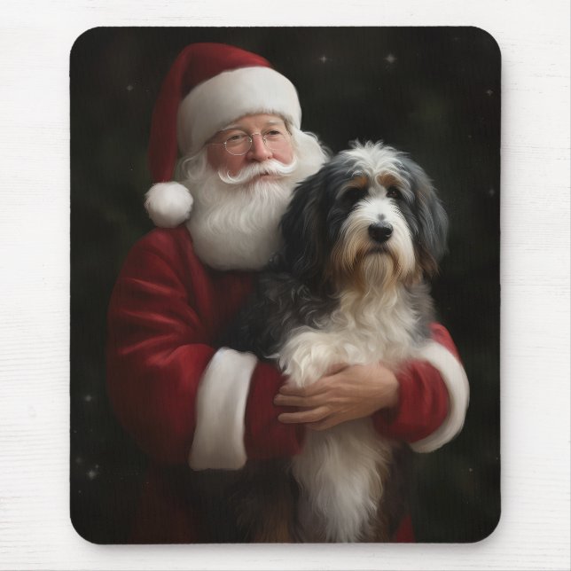 Bernedoodle med Jultomten juljul Musmatta (Framsidan)