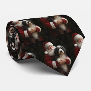 Bernedoodle med Jultomten juljul Slips