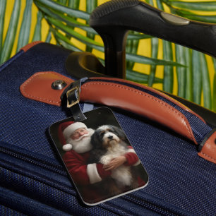 Bernedoodle med Tomte Festiv Jul Bagagebricka