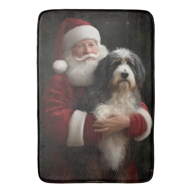 Bernedoodle med tomte festlig jul  badrumsmatta (Framsidan (Vertikal))