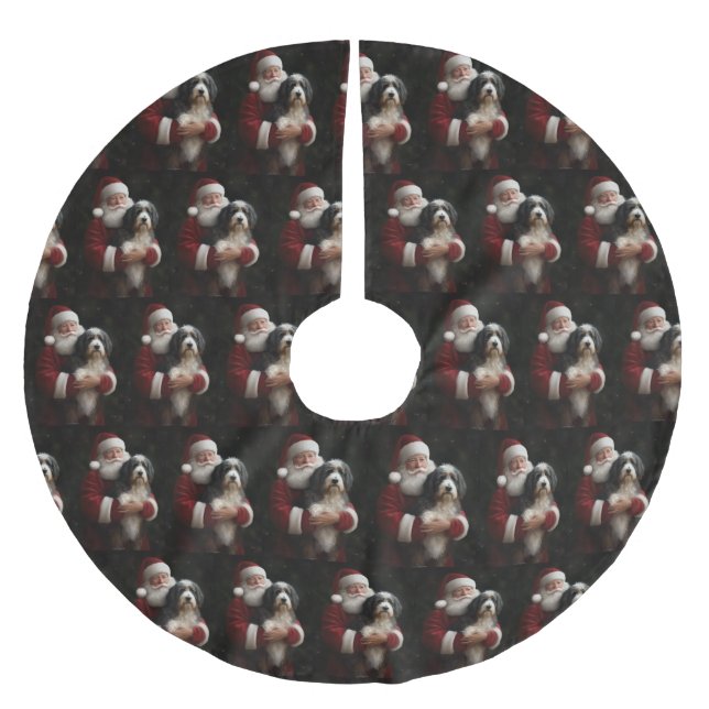 Bernedoodle med Tomte Jul  Julgransmatta Borstad Polyester (Framsidan)