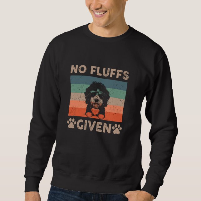 Bernedoodle no fluffs given från Pappa Mamma Retro Lång Ärmad Tröja (Framsida)