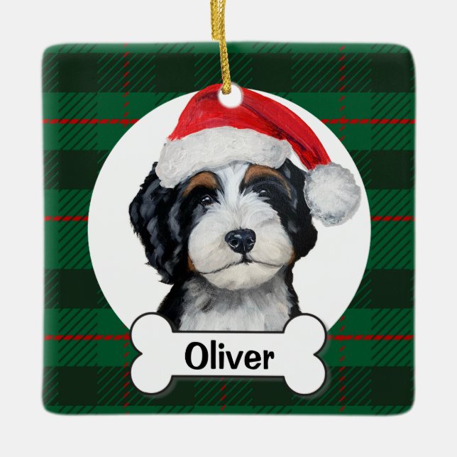 Bernedoodle-ornament Julgransprydnad Keramik (Framsida)