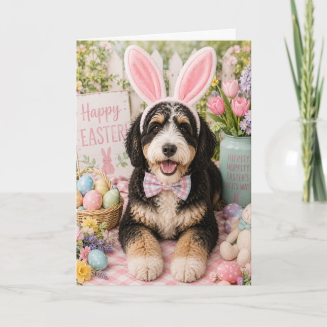 Bernedoodle påskkort kort (Framsida)