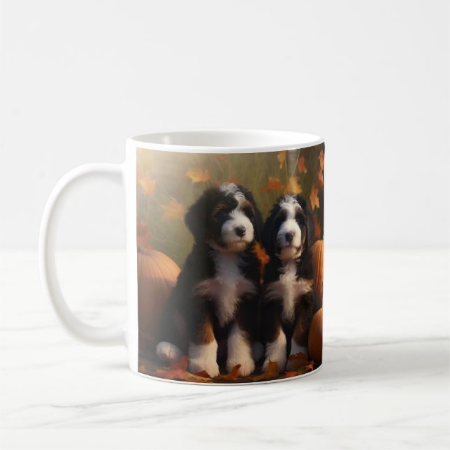 Bernedoodle Puppy Autumn Delight Pumpkin Kaffemugg (Vänster)