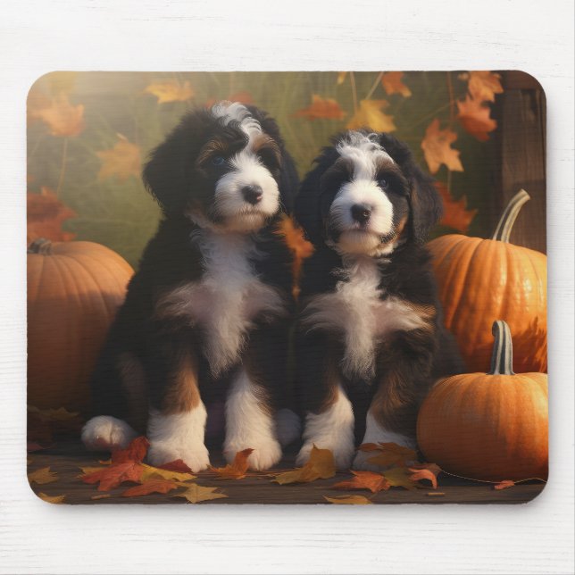 Bernedoodle Puppy Autumn Delight Pumpkin Musmatta (Framsidan)
