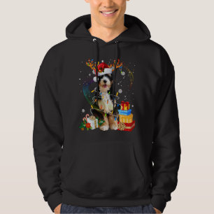 Bernedoodle Reindeer jul Ljus Rolig hund Xm Hoodie