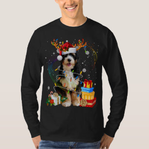Bernedoodle Reindeer jul Ljus Rolig hund Xm T Shirt