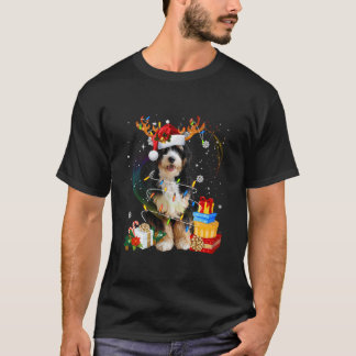 Bernedoodle Reindeer jul Ljus Rolig hund Xm T Shirt