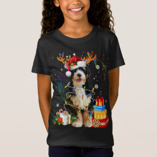 Bernedoodle Reindeer jul Ljus Rolig hund Xm T Shirt