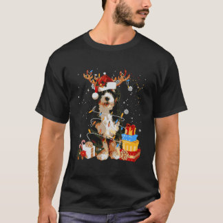 Bernedoodle Reindeer jul Ljus Rolig hund Xm T Shirt