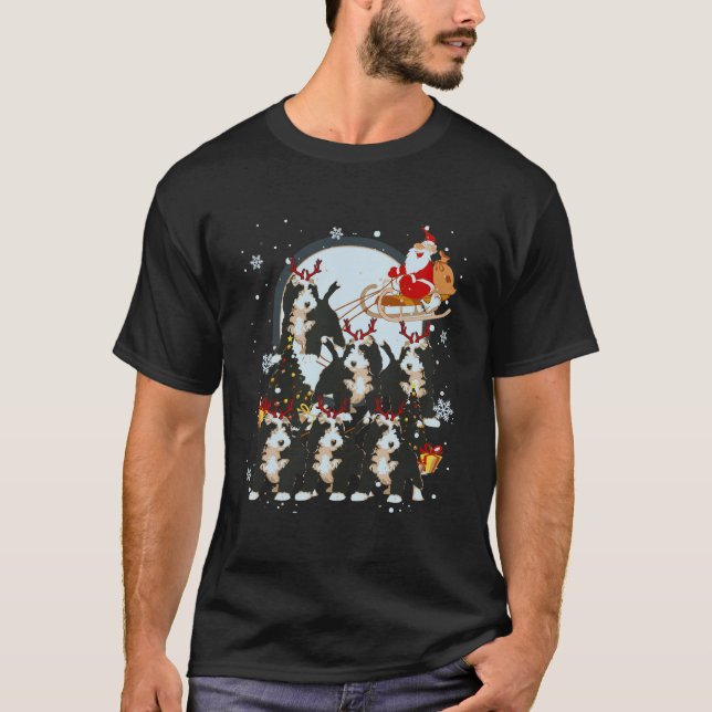 Bernedoodle Reindeer Santa Funny julklappar T Shirt (Framsida)