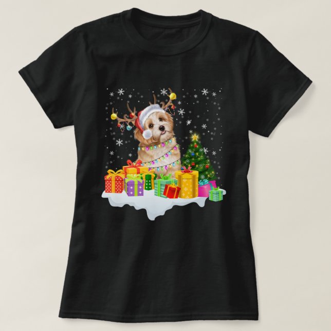 Bernedoodle Santa Julgran Ljus Julafton Pajam T Shirt (Design framsida)