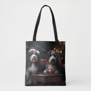 Bernedoodle Snöig släde juldekoration Tygkasse
