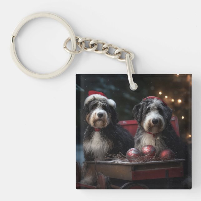 Bernedoodle Snowy Sleigh-juldekretet (Framsidan)