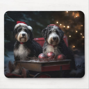 Bernedoodle Snowy Sleigh-juldekretet Musmatta