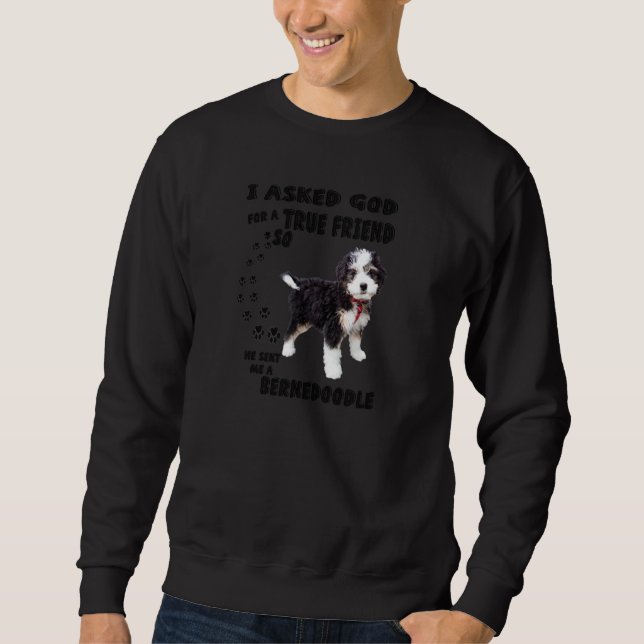 Bernedoodle som säger Mamma Pappa Cute Bernese Mou Lång Ärmad Tröja (Framsida)