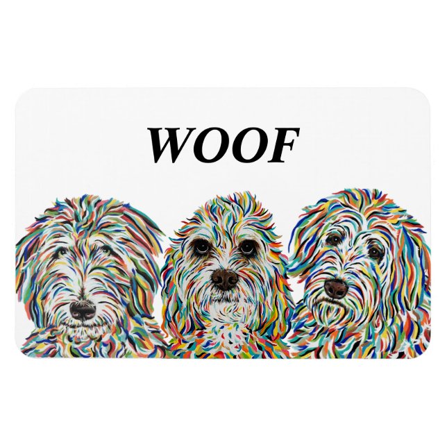 Bernedoodle, spanjor och Golden Doodle Magnet (Horisontell)