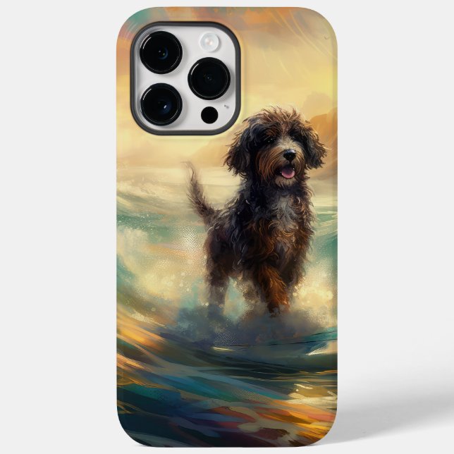 Bernedoodle Strand Surfing Målning (Baksida)