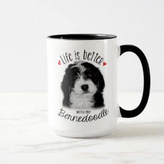 Bernedoodle svart och vit 15oz kaffe Mugg