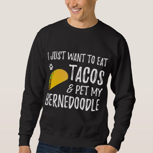Bernedoodle Taco Älskare Cinco de Mayo Hund Mamma Lång Ärmad Tröja (Framsida)