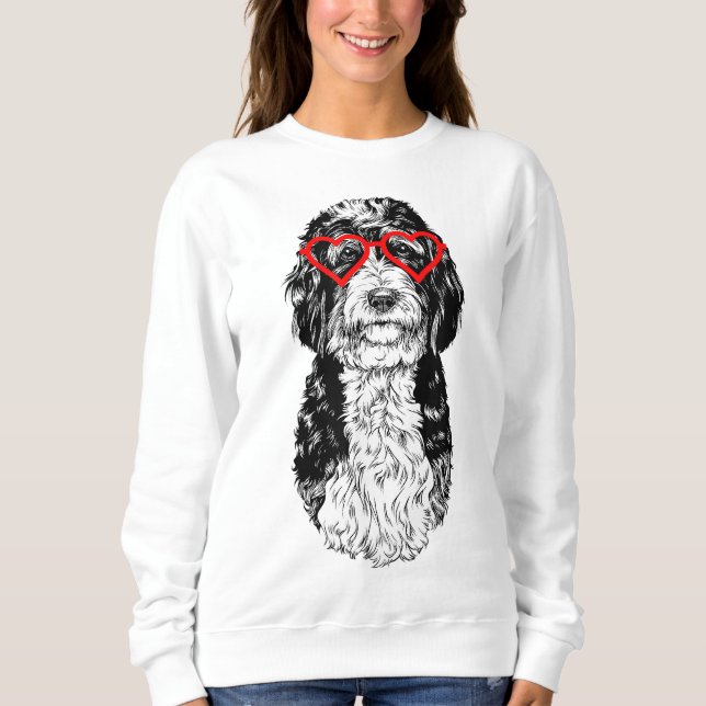Bernedoodle Valentines day Doodle Hund mamma Hund  T Shirt (Framsida)
